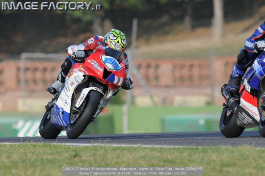2009-09-27 Imola 1156 Acque minerali - Supersport - Warm Up - Olivier Four - Honda CBR600RR